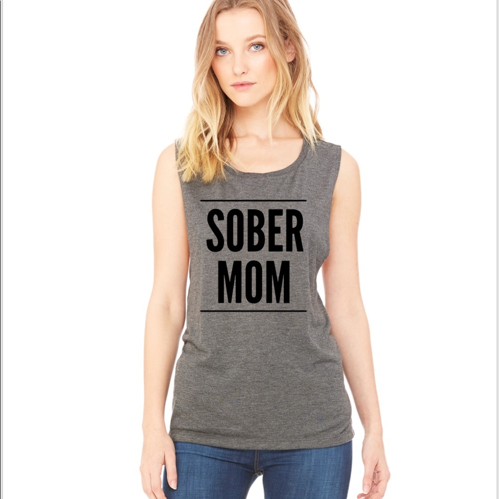 Grey Sober Mom tank top